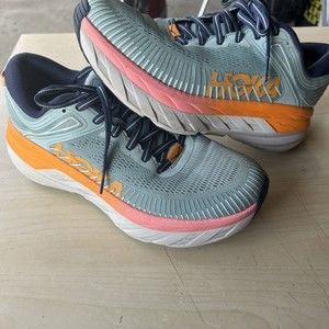 Hoka One W Bondi 7 1110519 Blue Haze Orange Running Shoes Women’s SZ 8US